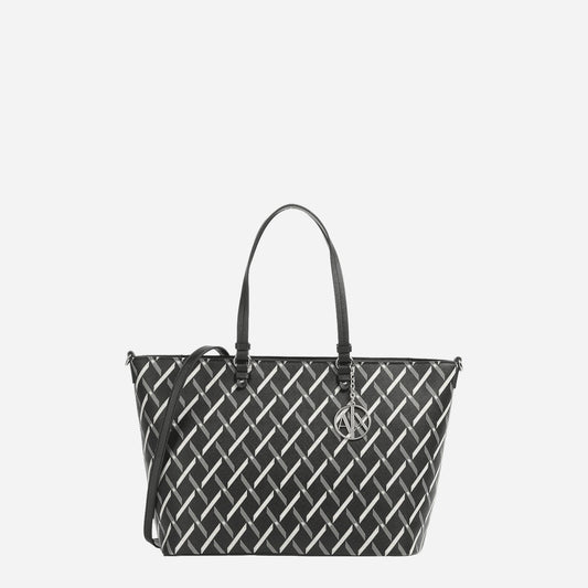 ARMANI EXCHANGE Shopping a spalla in ecopelle BLACK / BLACK 