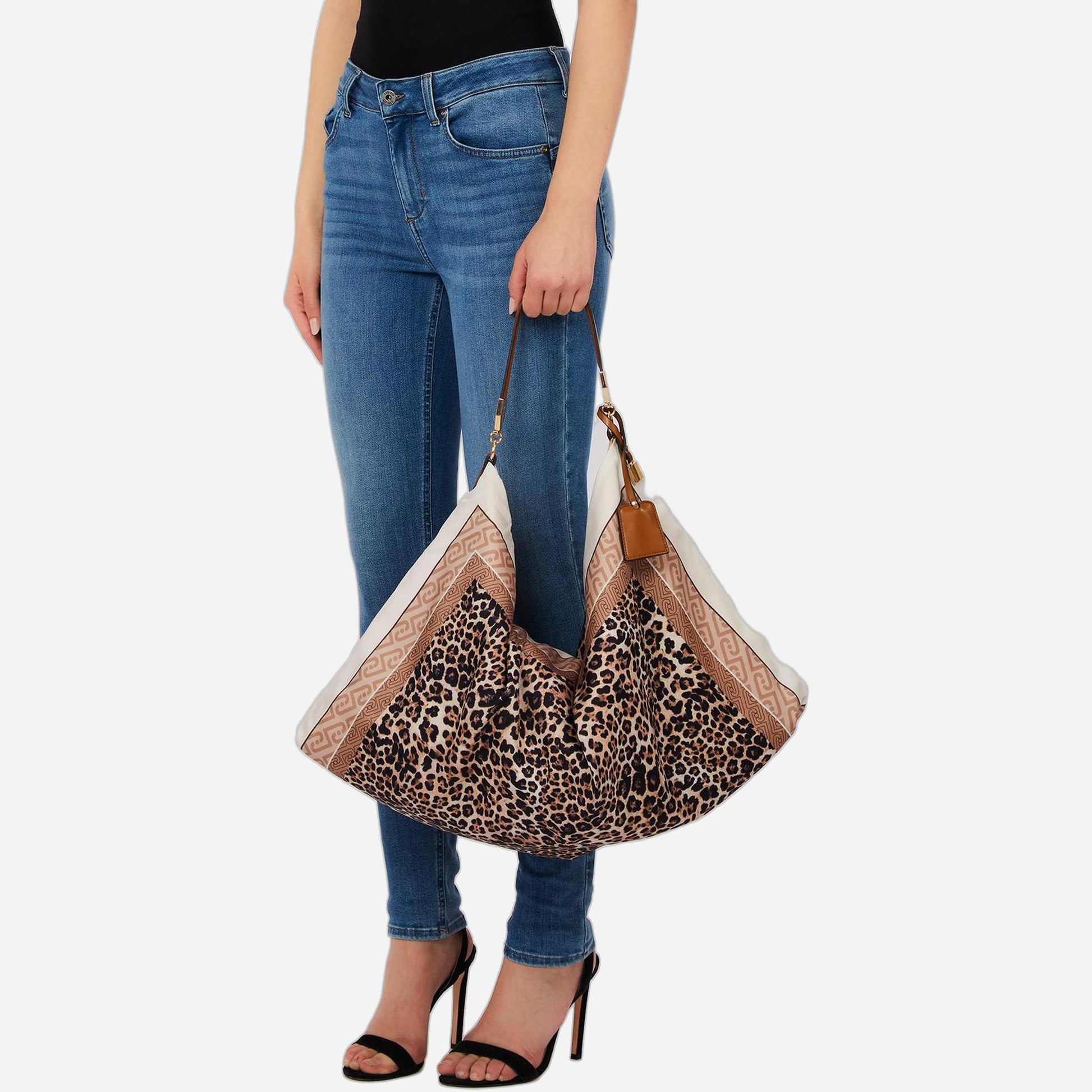 LIU JO Borsa foulard media Animalier natural 
