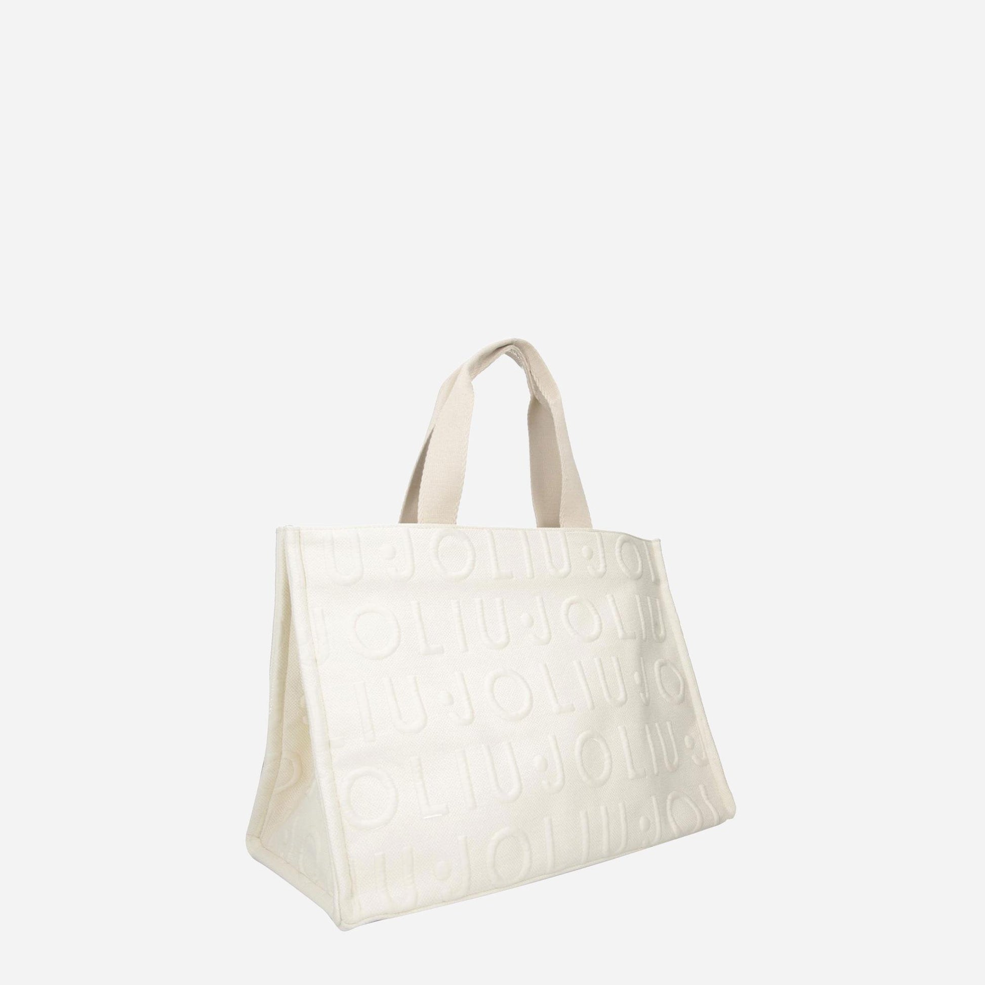 LIU JO Borsa tote media in maglia WHITE CREAM 