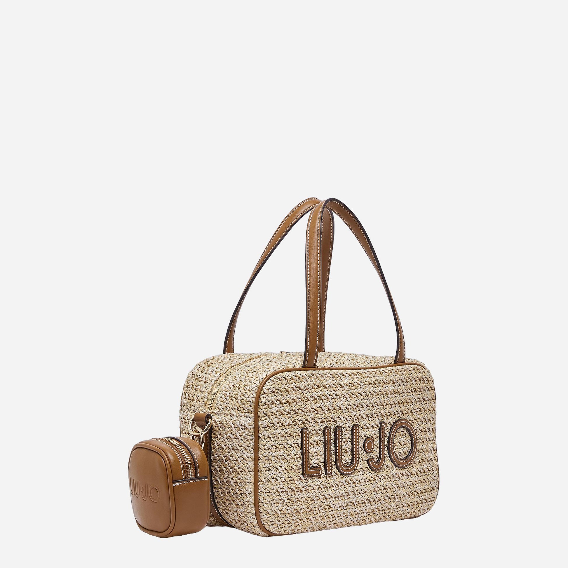 LIU JO Borsa bowling media in pizzo Naturale 