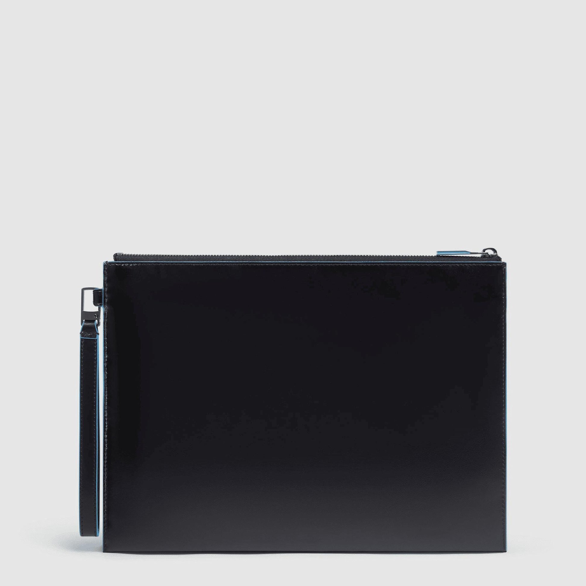PIQUADRO Pochette uomo porta iPad® in pelle con polsiera Nero 