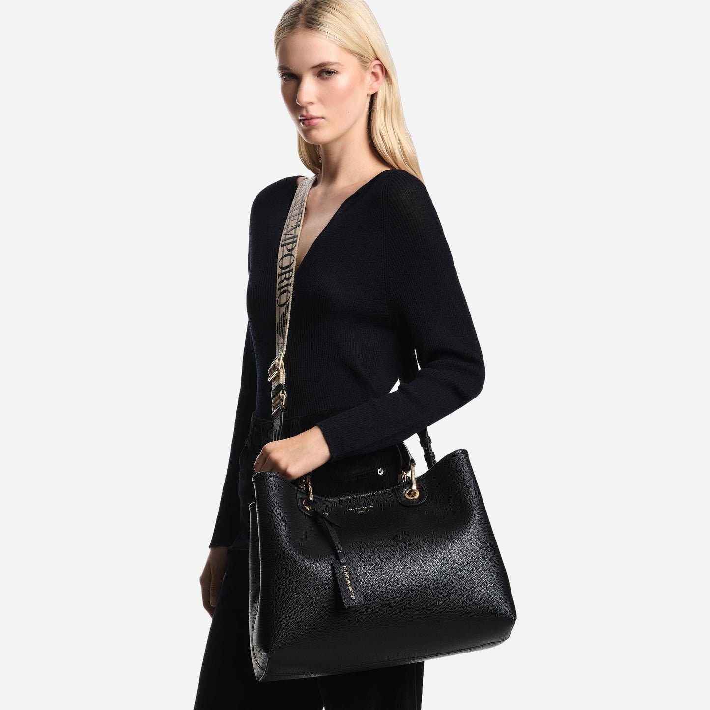 Emporio Armani SHOPPING BAG NERO/SILVER 