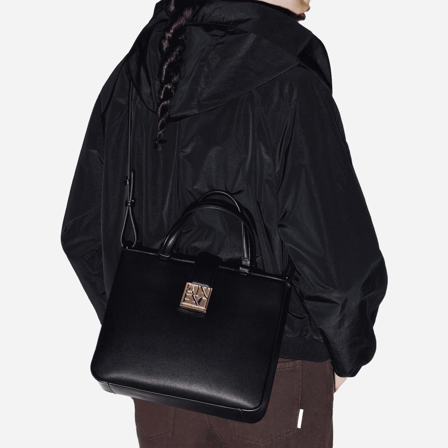 ARMANI EXCHANGE Borsa a mano in ecopelle BLACK 