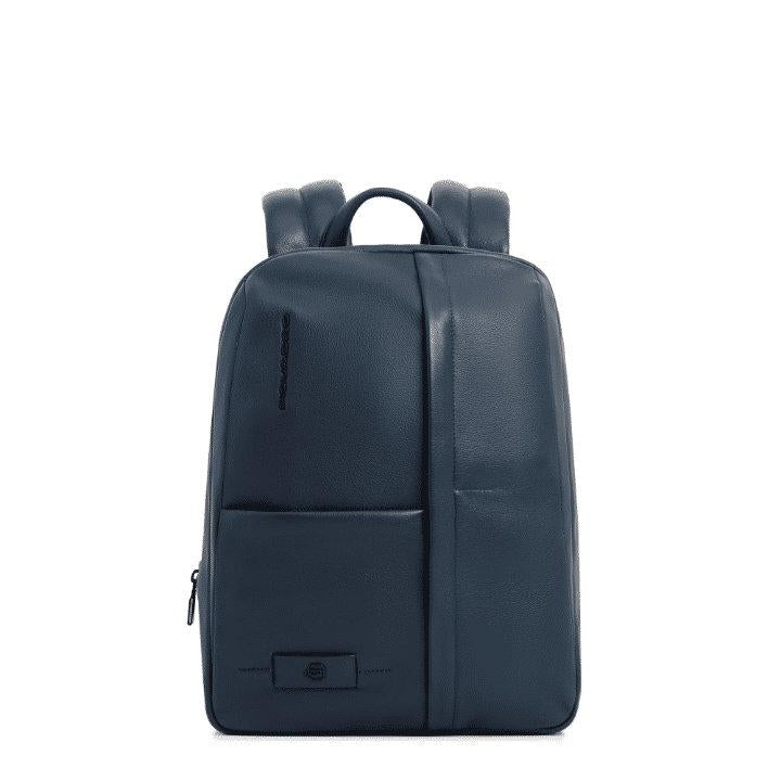 PIQUADRO Zaino PC 14'' espandibile in pelle Blu 