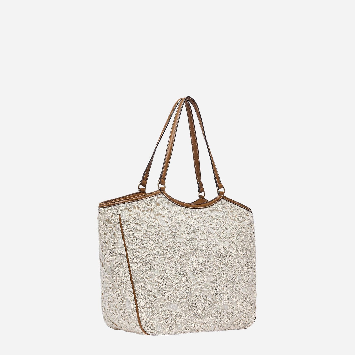LIU JO Borsa tote grande in pizzo CREAM 