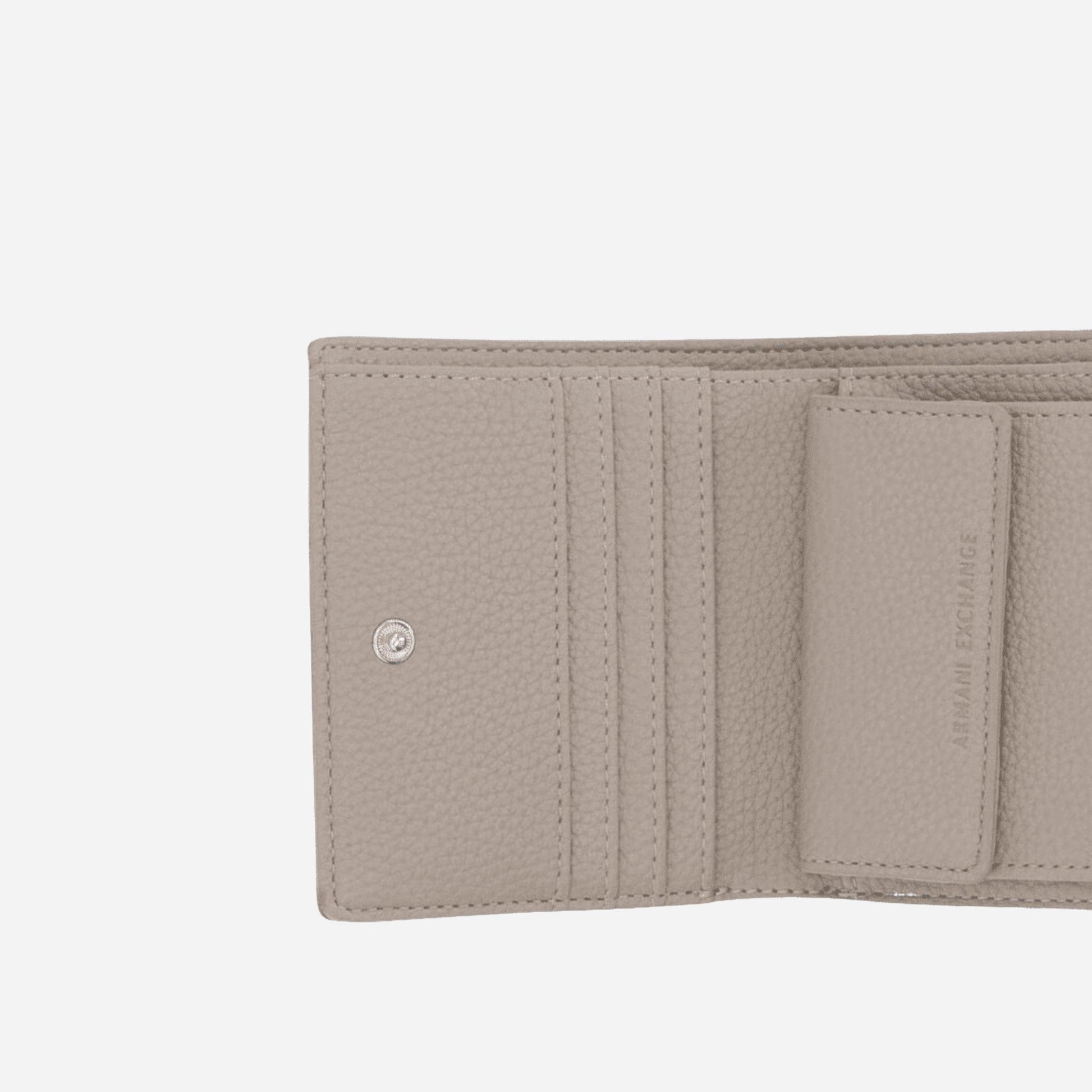 ARMANI EXCHANGE Portafoglio bifold texture liscia SAND 