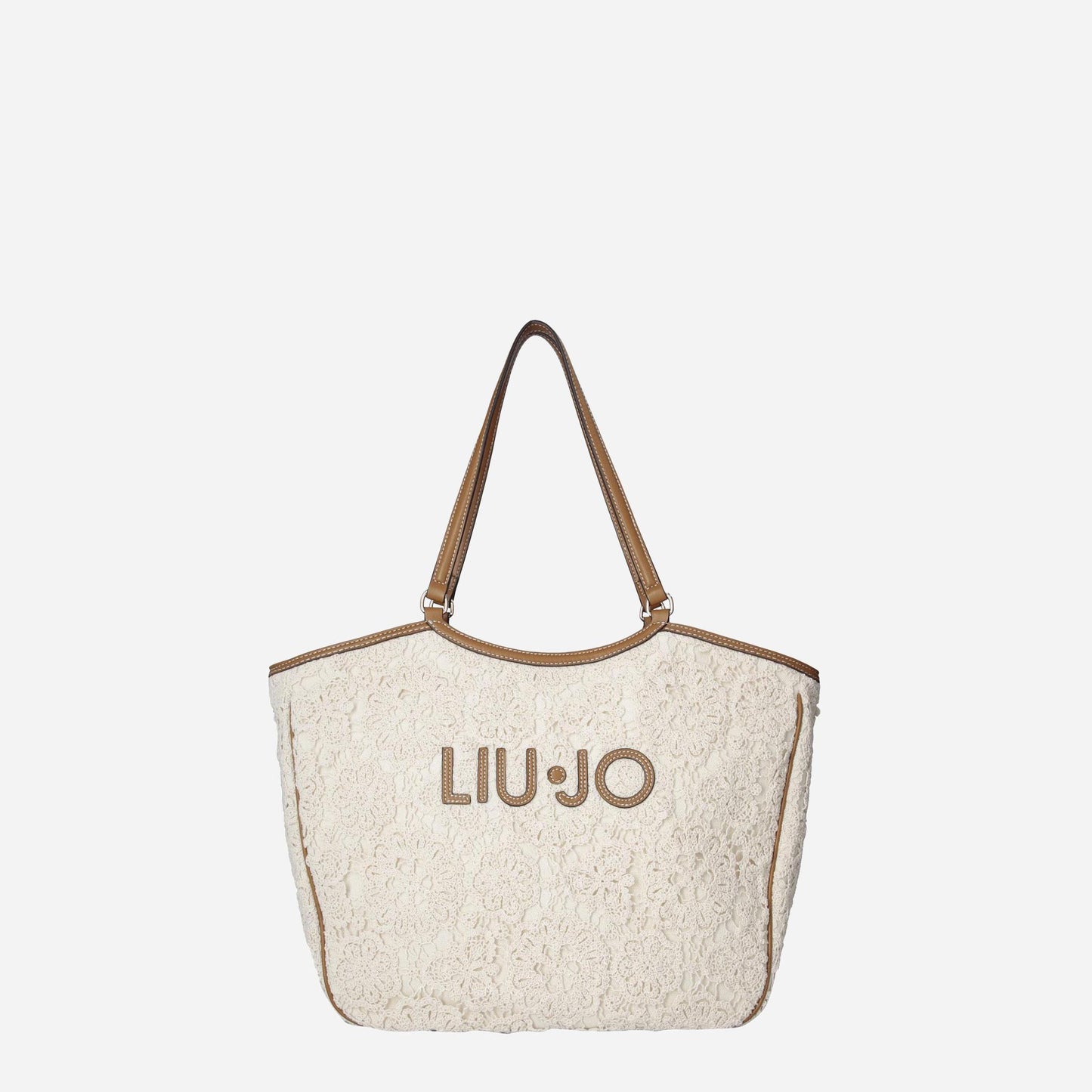 LIU JO Borsa tote grande in pizzo CREAM 