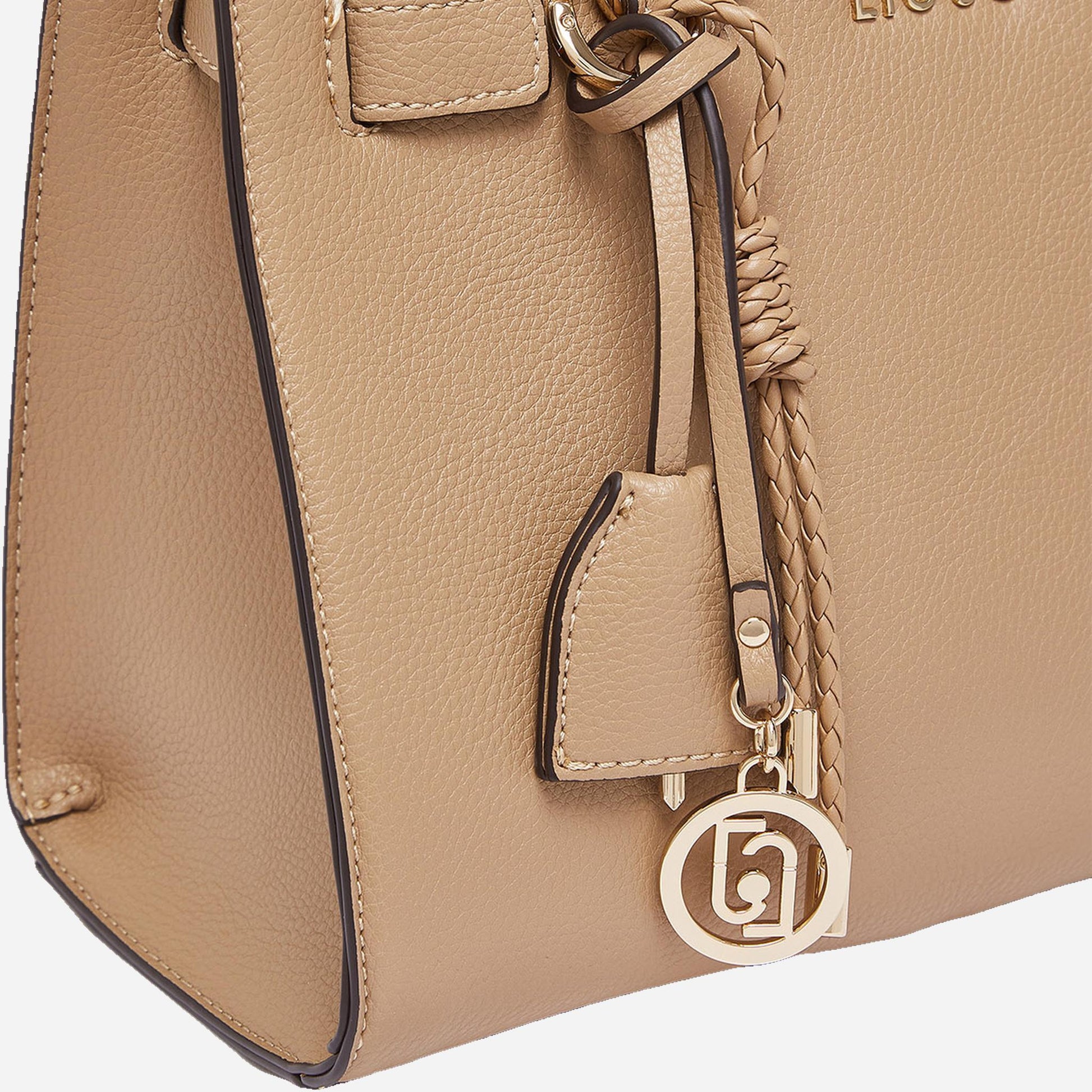 LIU JO Borsa satchel piccola con charms Cammello 