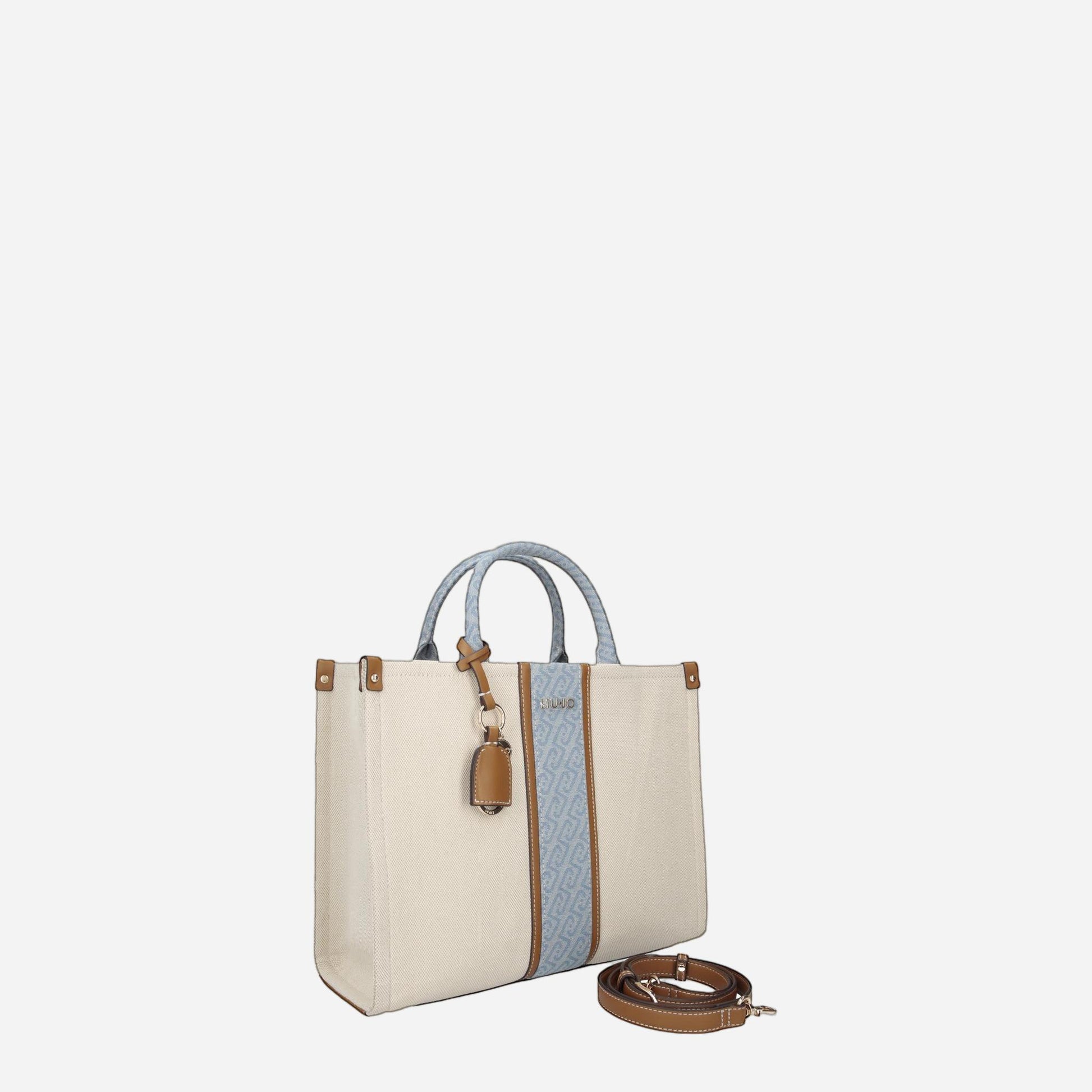 LIU JO Borsa jacquard media Neutro/denim 