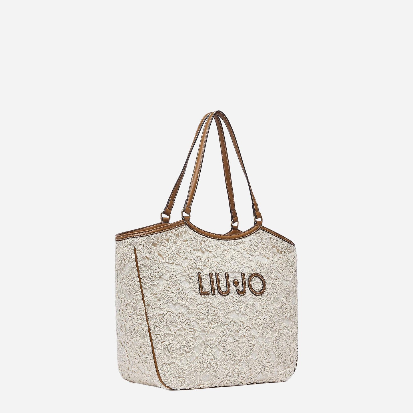 LIU JO Borsa tote grande in pizzo CREAM 