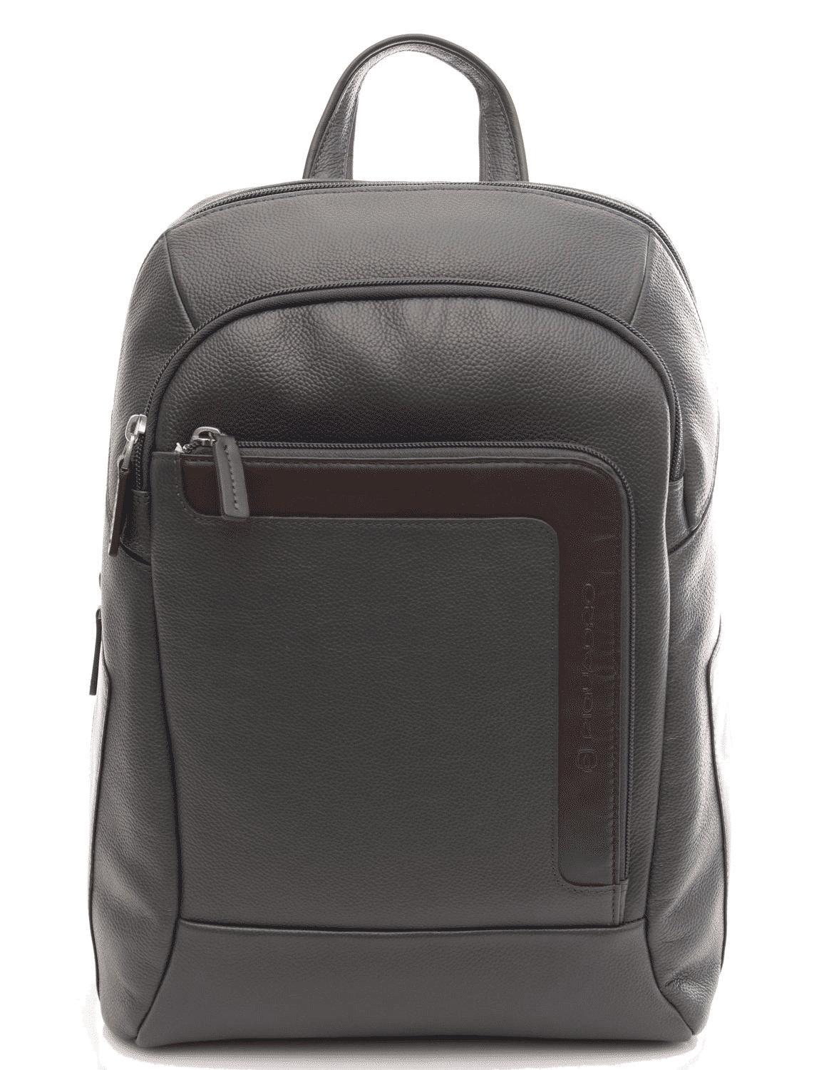 PIQUADRO Zaino medio in pelle Blu/marrone 