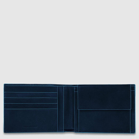PIQUADRO Portafoglio uomo con portamonete in pelle Blu 