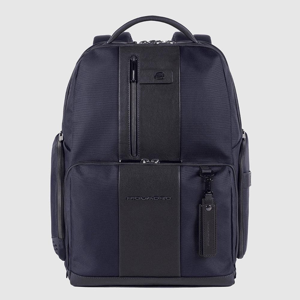 PIQUADRO Zaino iconico all-tech in pelle e tessuto Blu 