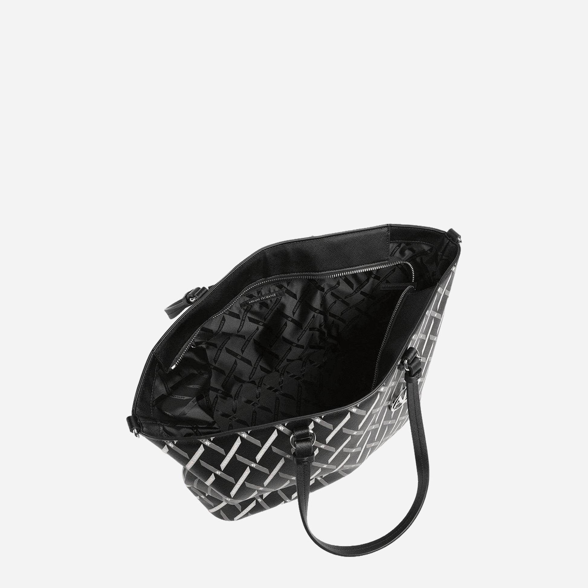 ARMANI EXCHANGE Shopping a spalla in ecopelle BLACK / BLACK 