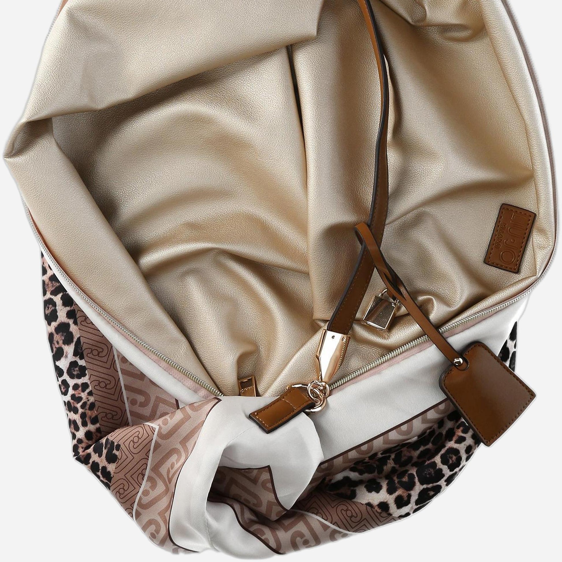 LIU JO Borsa foulard media Animalier natural 
