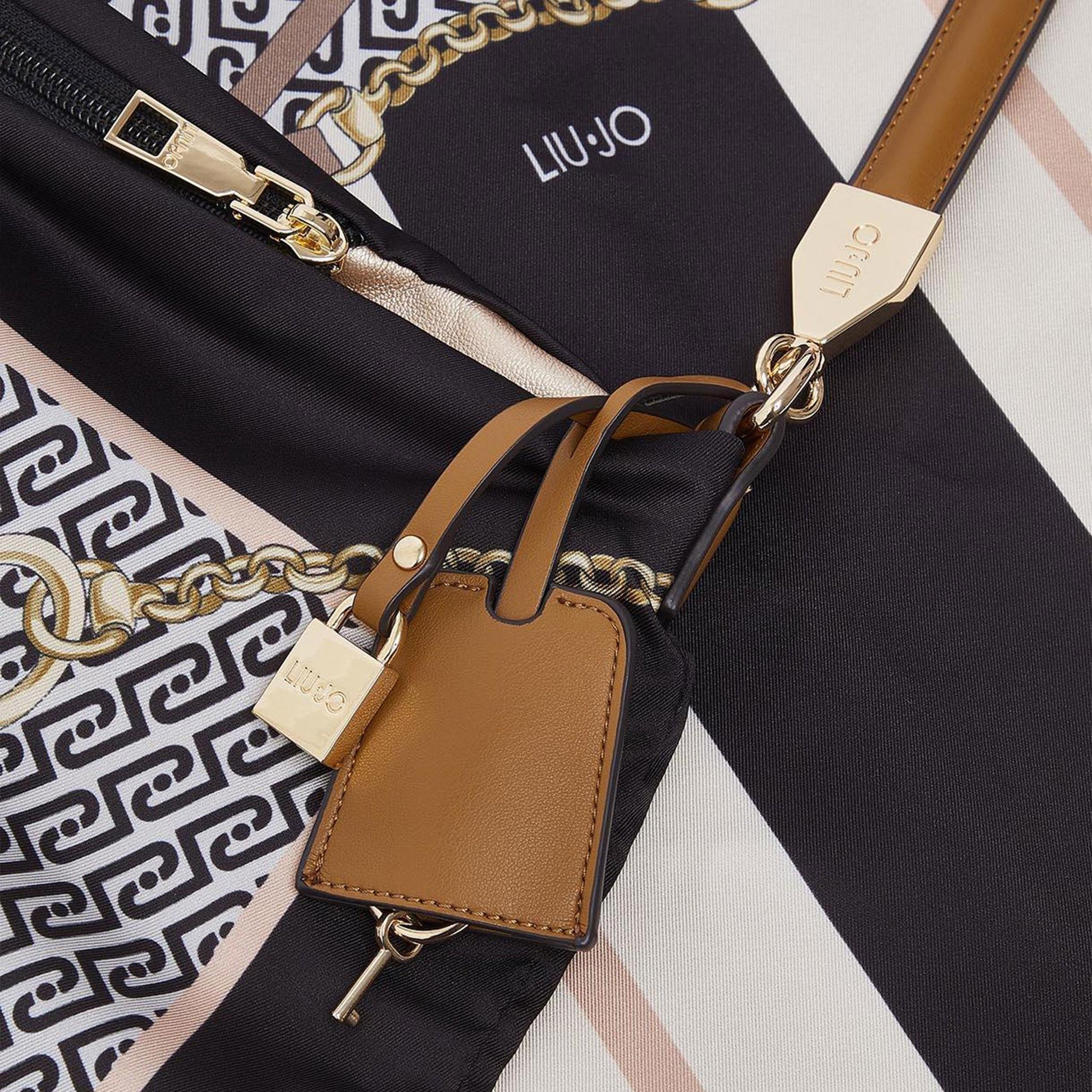 LIU JO Borsa foulard media St.metall.nero 