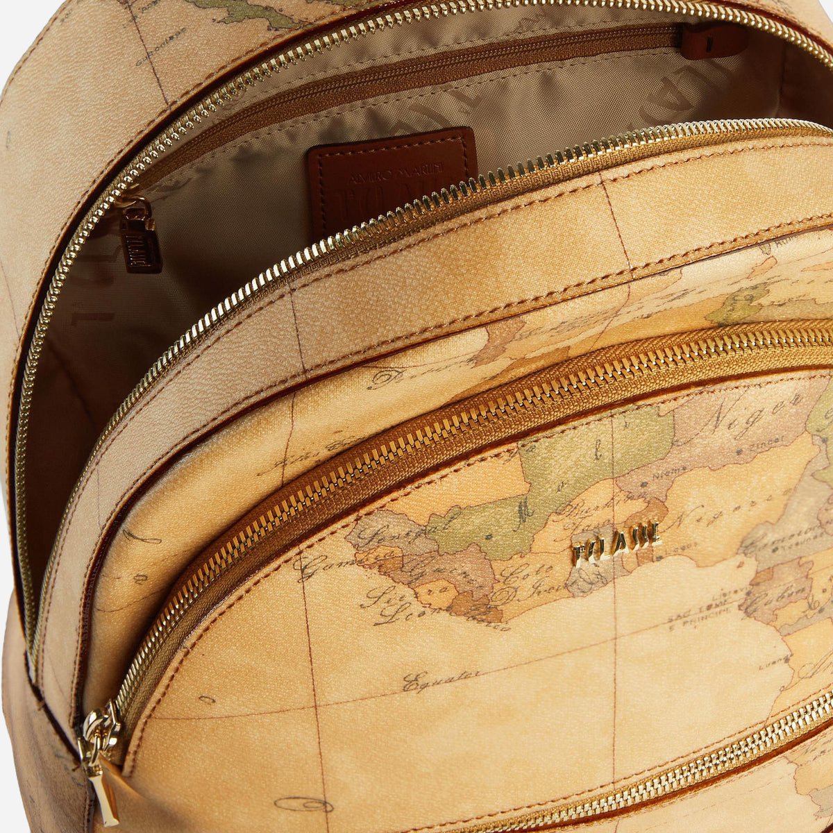 ALVIERO MARTINI Zaino tre tasche in tessuto stampa Geo Classic Naturale Geo Classic 