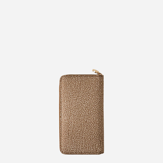 borbonese PORTAFOGLIO LARGE ZIP AROUND Beige/marrone 