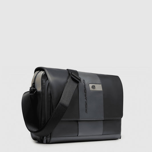 PIQUADRO Borsa messenger uomo in pelle porta pc Nero/grigio 
