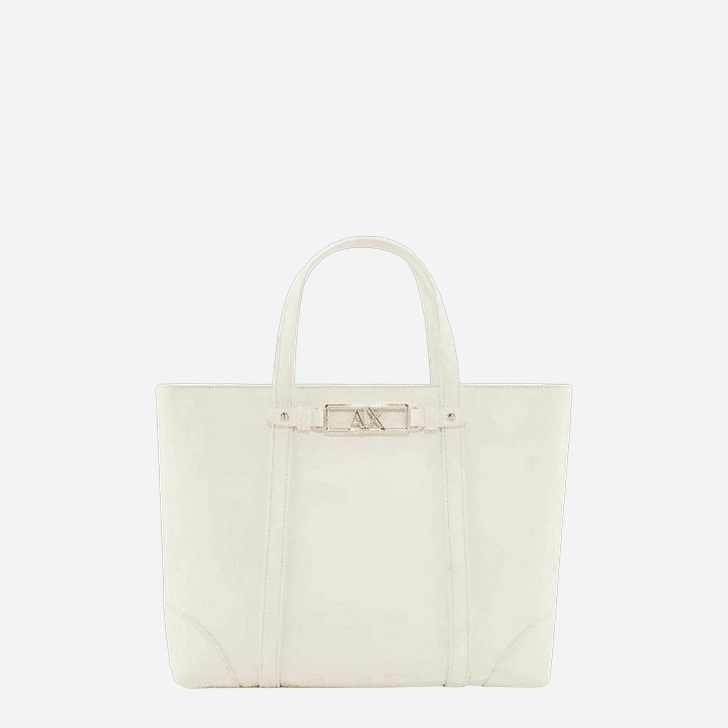 ARMANI EXCHANGE Shopper media in pelle Off White 
