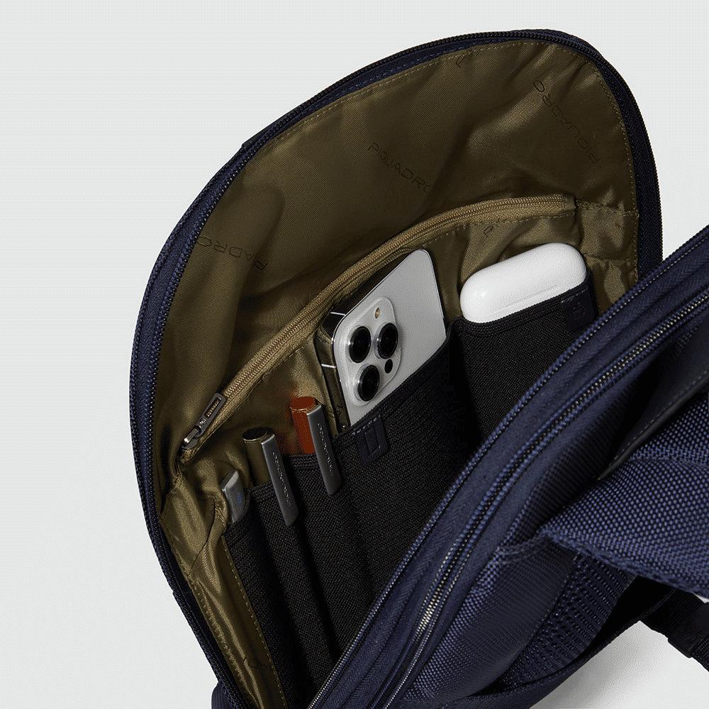 PIQUADRO Zaino sottile porta pc e porta iPad Blu 