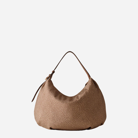 borbonese PRIVE BORSA HOBO MEDIUM Beige/marrone 
