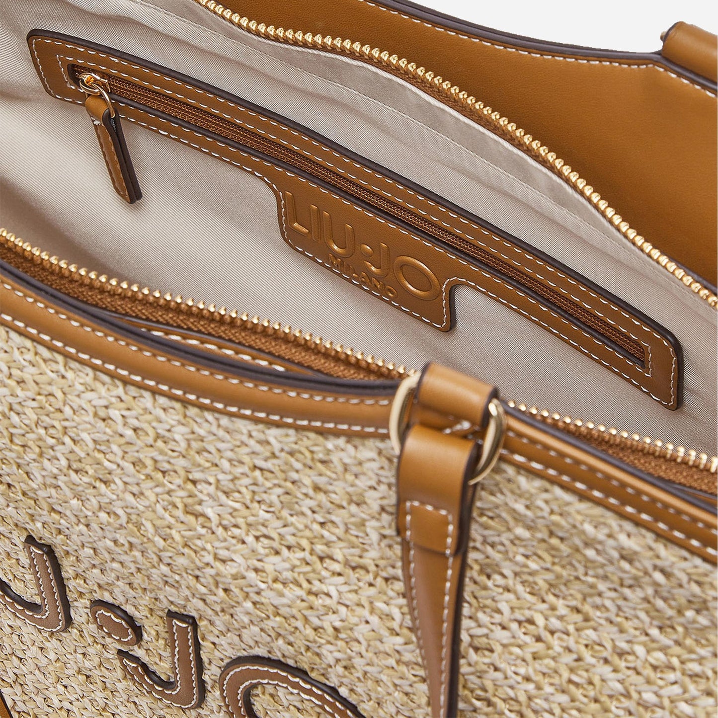 LIU JO Borsa tote grande in rafia Naturale 
