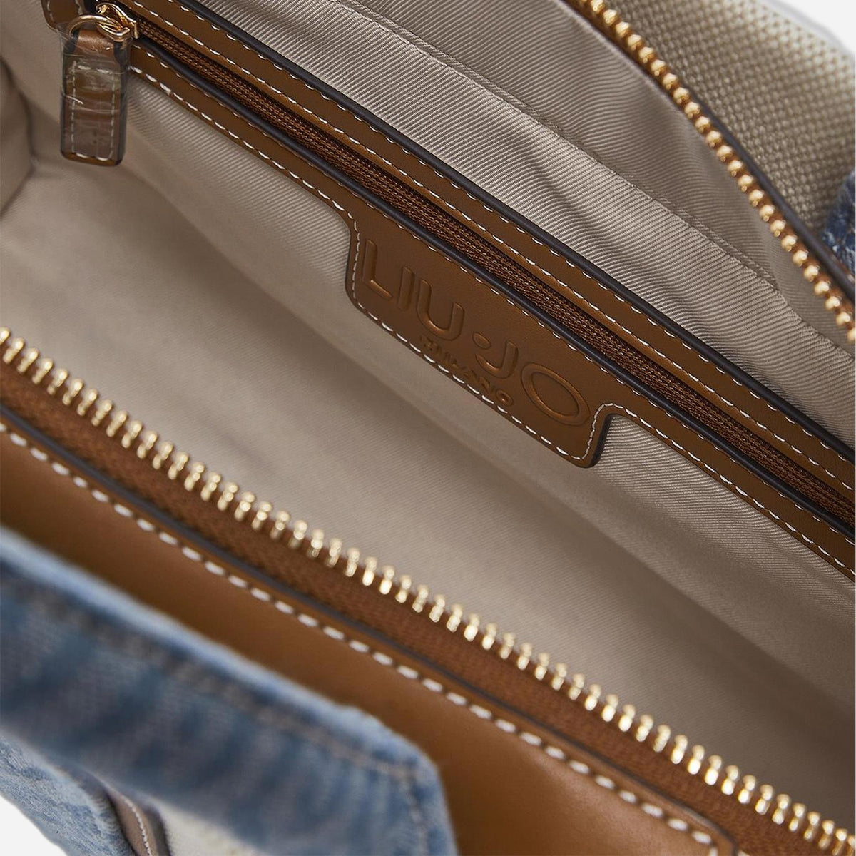 LIU JO Borsa jacquard media Neutro/denim 