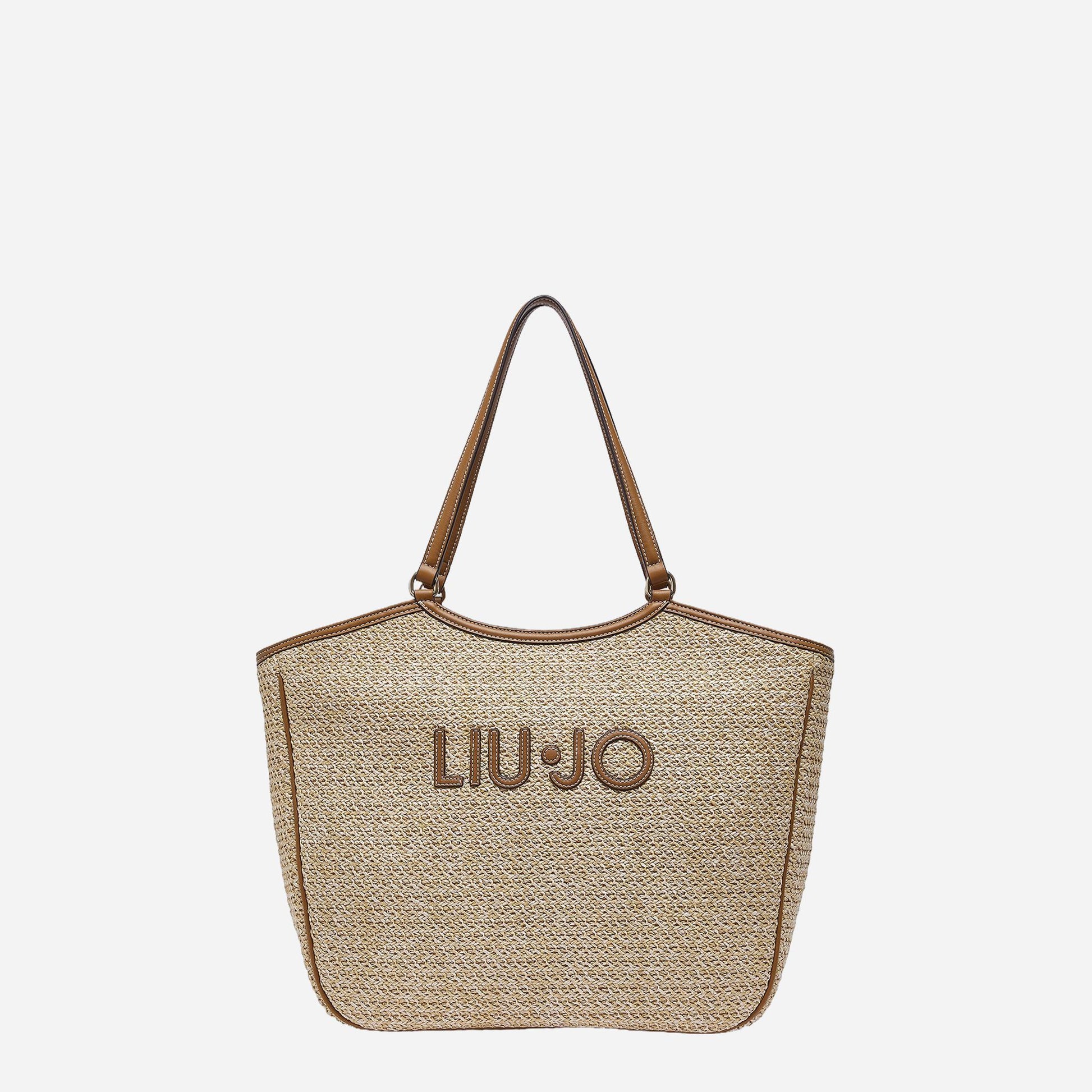 LIU JO Borsa tote grande in rafia Naturale 