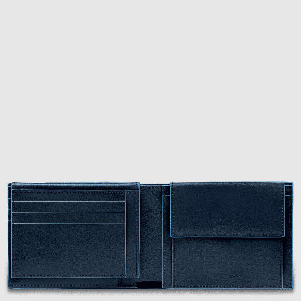 PIQUADRO Portafoglio uomo con porta documenti e porta monete BLU2 