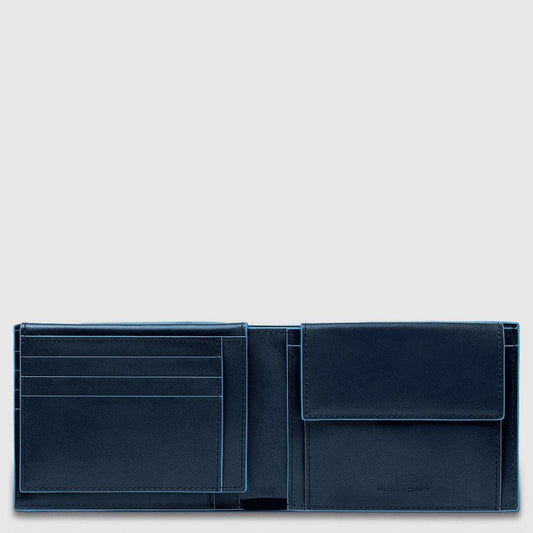 PIQUADRO Portafoglio uomo con porta documenti e porta monete BLU2 