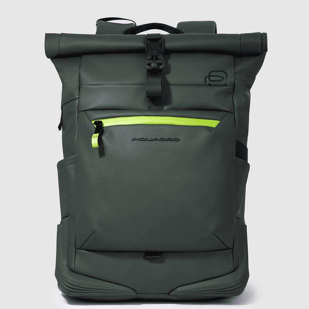 PIQUADRO Zaino roll-top per PC e iPad® VERDE SCURO 