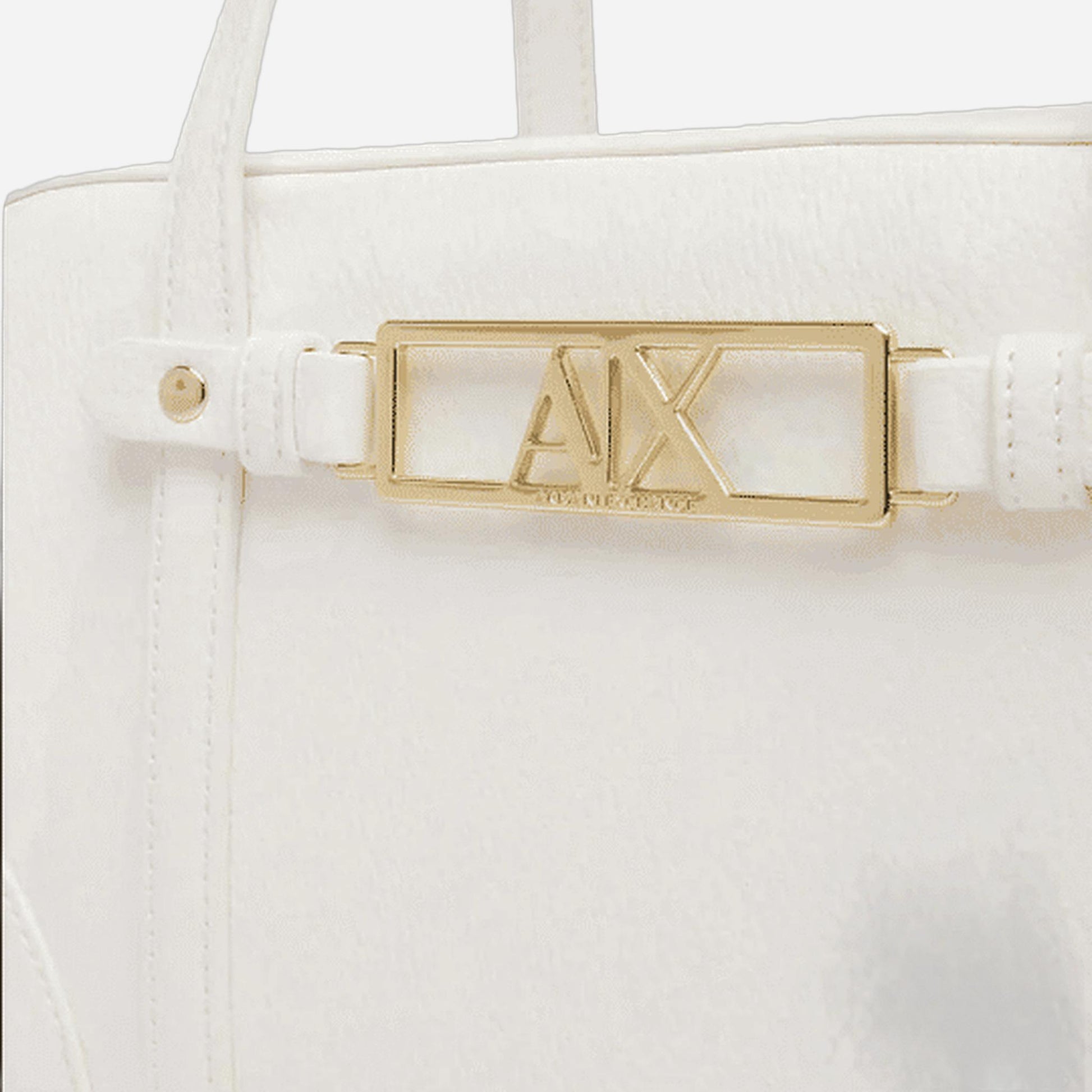 ARMANI EXCHANGE Borsa a mano piccola in ecopelle Off White 