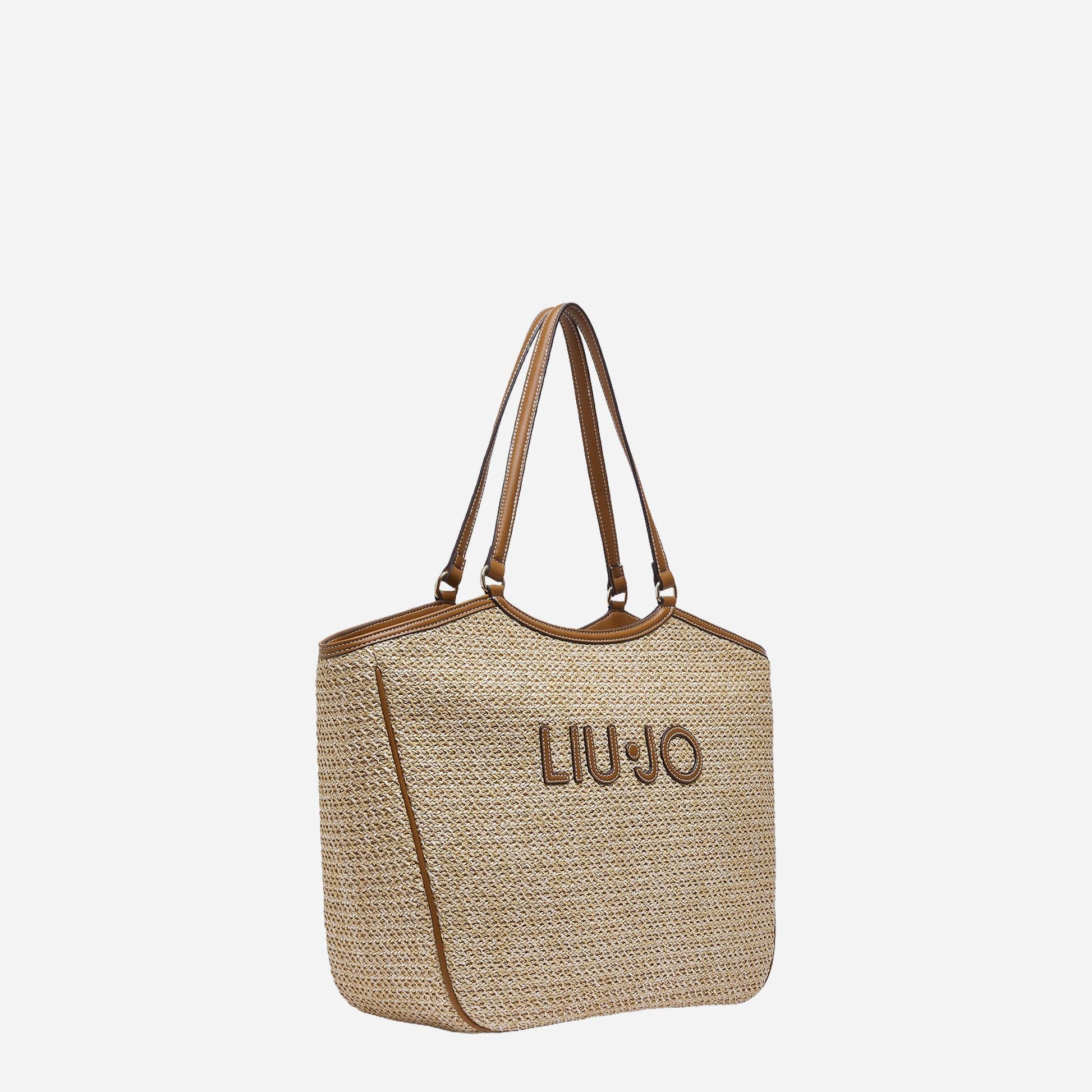 LIU JO Borsa tote grande in rafia Naturale 