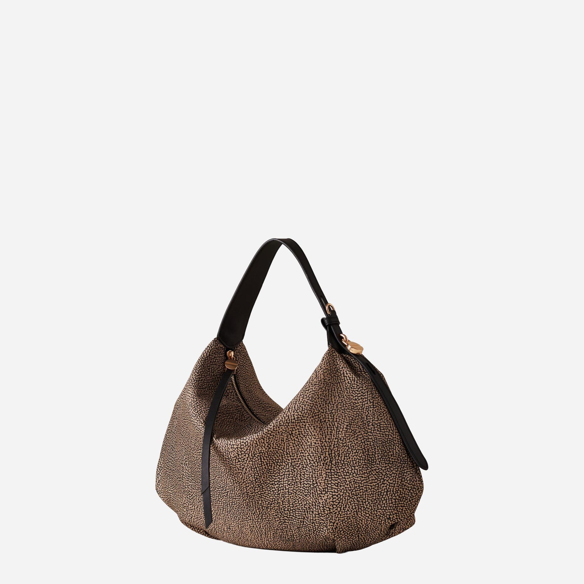 borbonese PRIVE BORSA HOBO MEDIUM OP NATURALE/NERO 