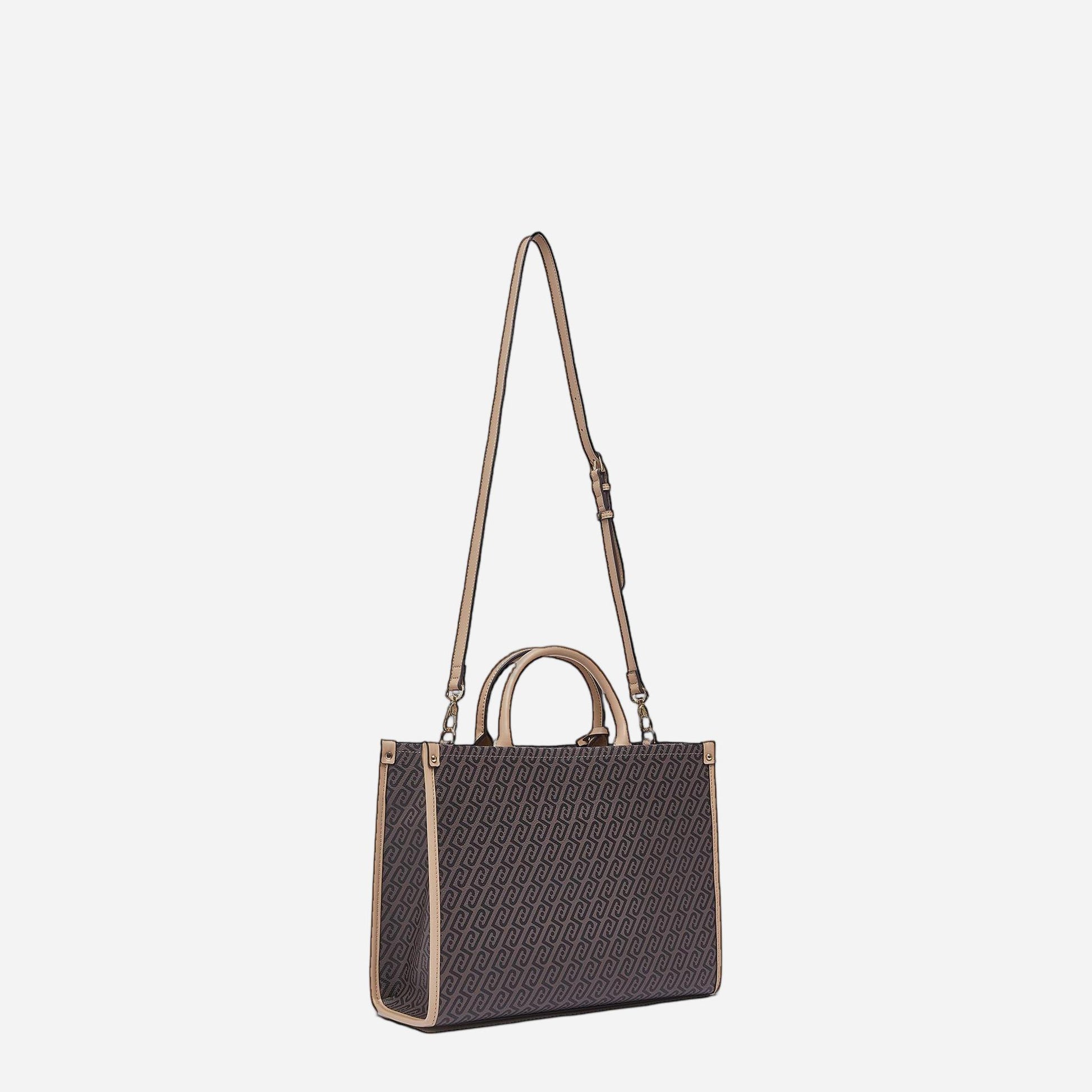 LIU JO Borsa jacquard media Testa moro/dk.cipria 