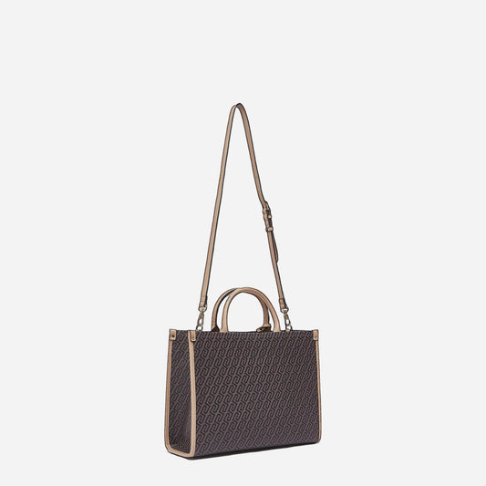 LIU JO Borsa jacquard media Testa moro/dk.cipria 