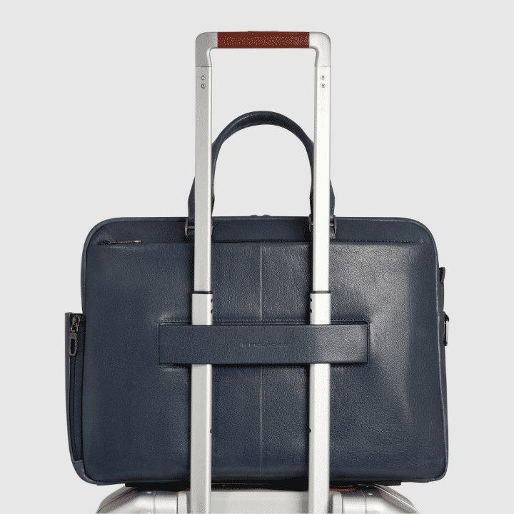 PIQUADRO Cartella  2 manici porta PC 15,6'' in pelle Avio 