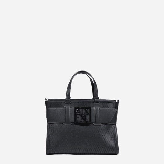ARMANI EXCHANGE Borsa shopping grande traforata BLACK 