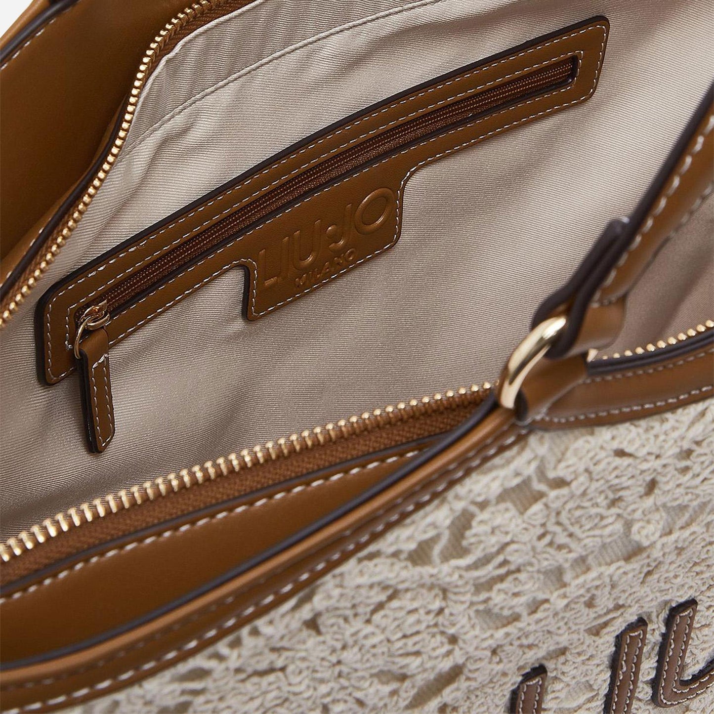 LIU JO Borsa tote grande in pizzo CREAM 