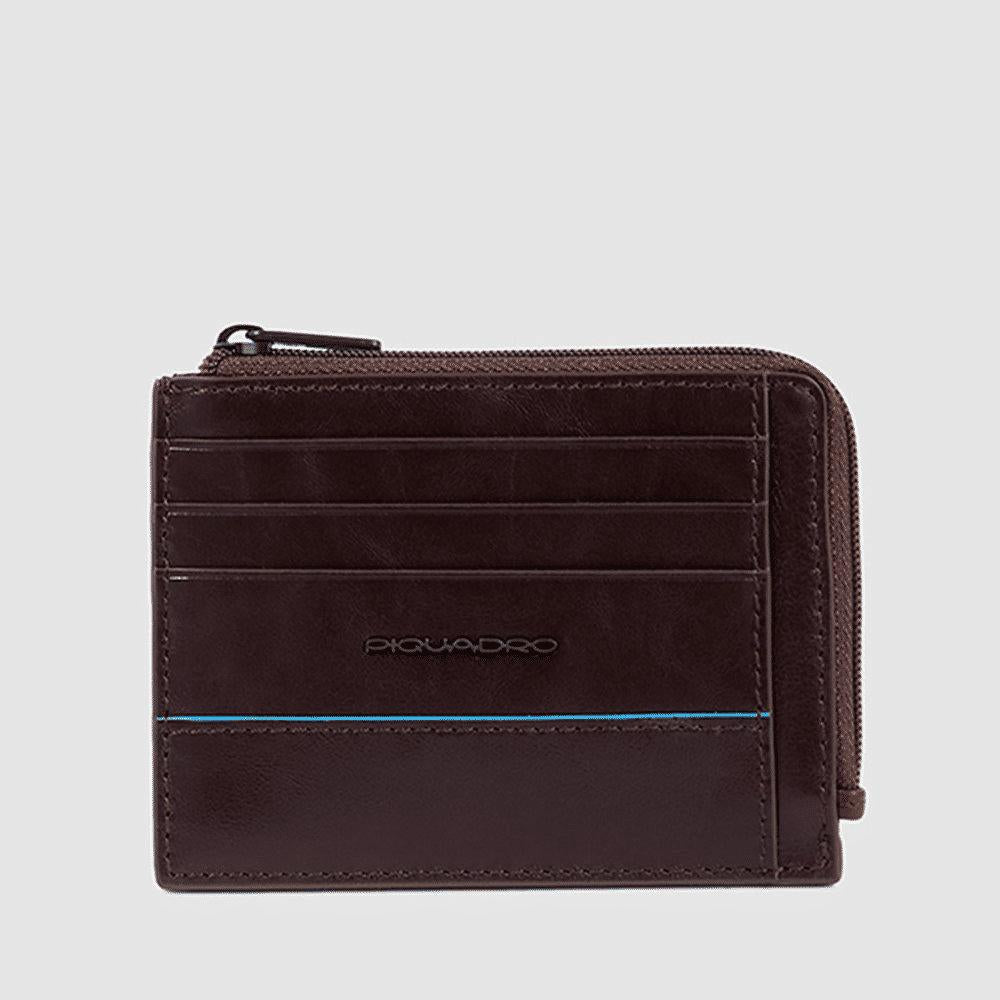 PIQUADRO Portamonete in pelle con porta documenti e carte Mogano 