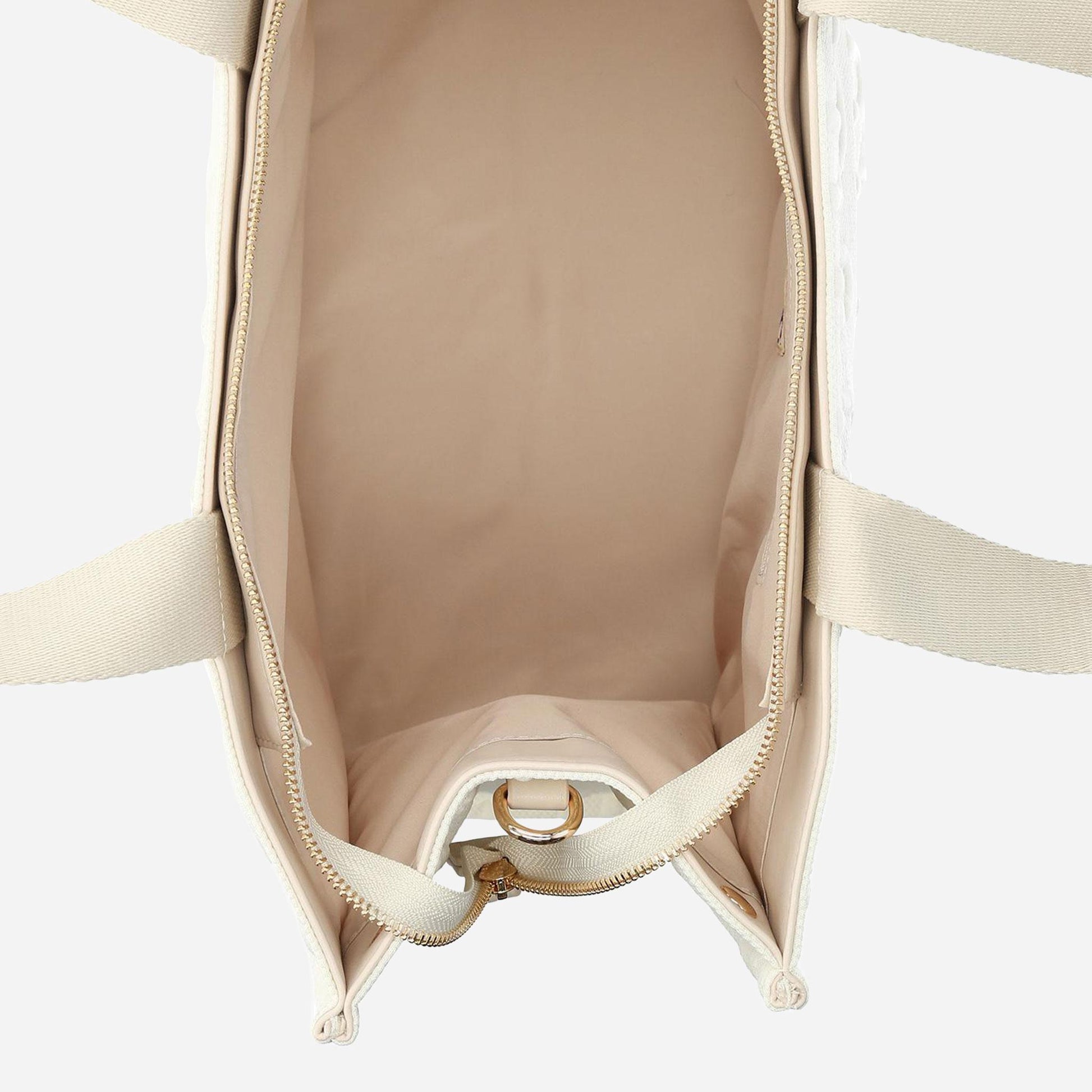 LIU JO Borsa tote media in maglia WHITE CREAM 
