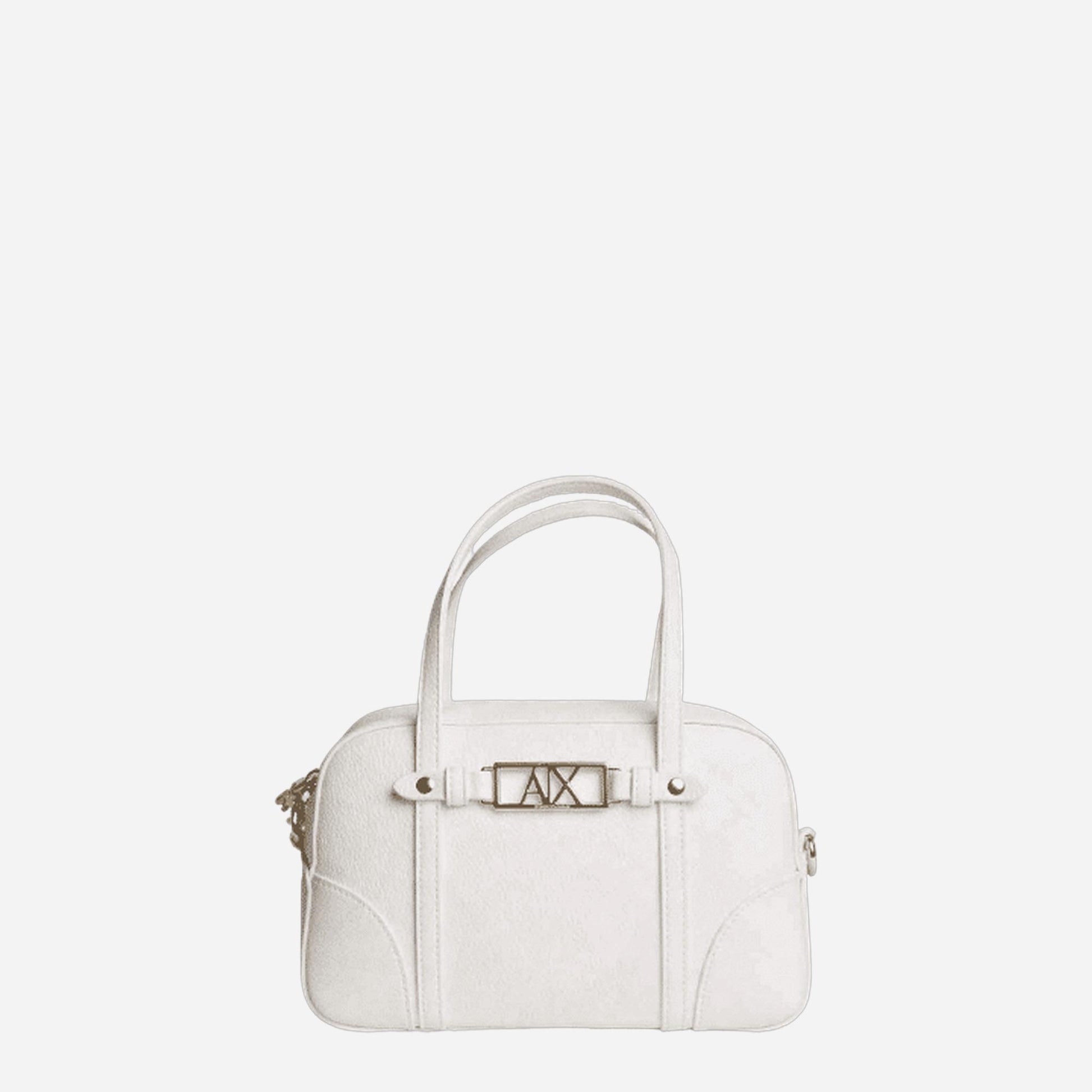 ARMANI EXCHANGE Borsa a mano piccola effetto pelle Off White 