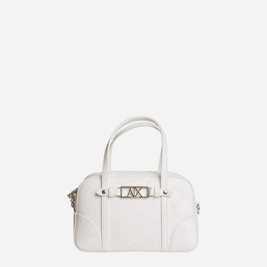 ARMANI EXCHANGE Borsa a mano piccola effetto pelle Off White 