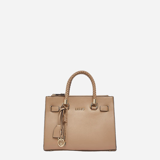 LIU JO Borsa satchel piccola con charms Cammello 
