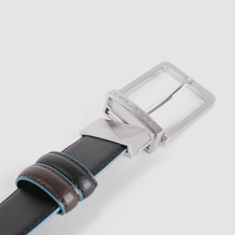 PIQUADRO Cintura uomo reversibile NERO/MOGANO 