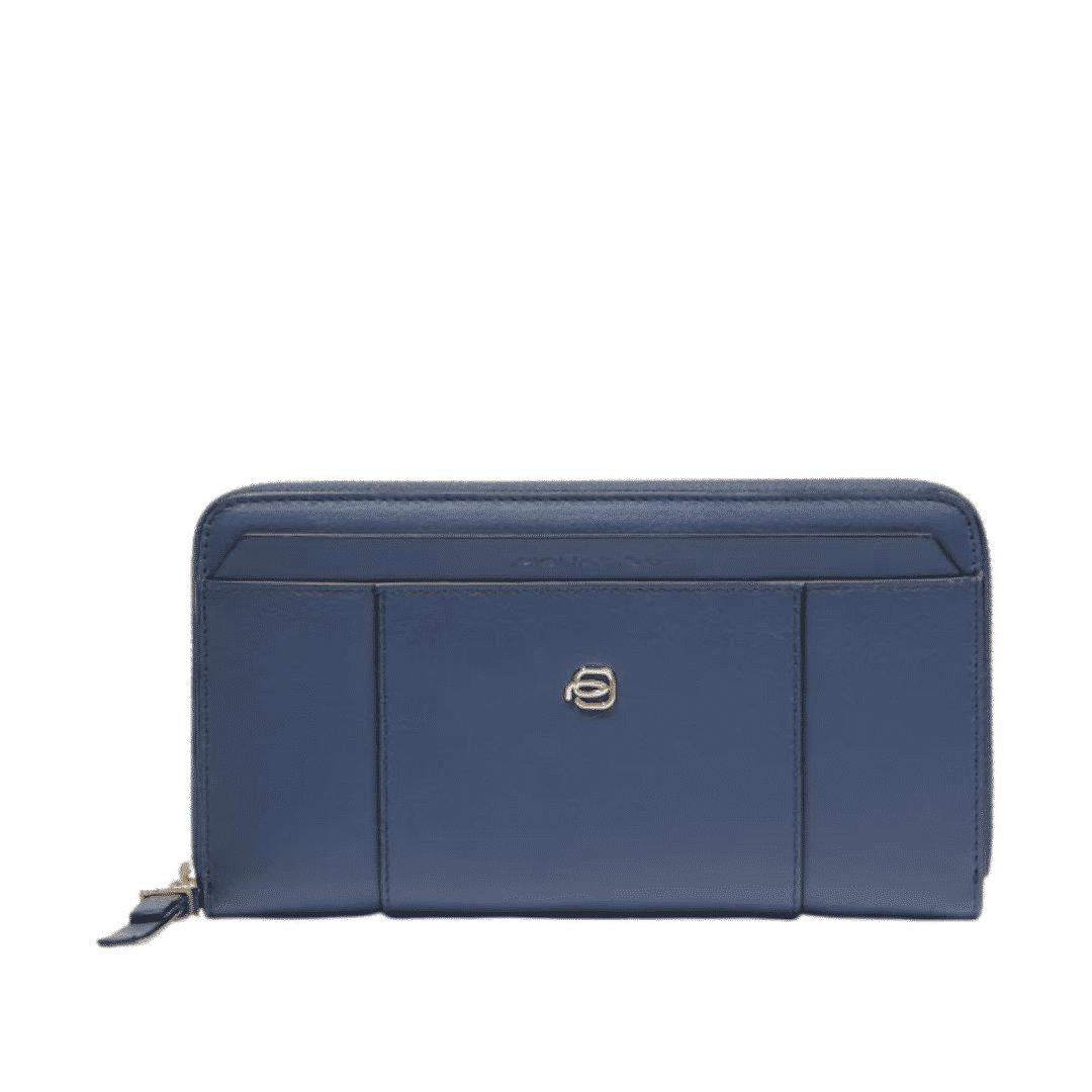 PIQUADRO Portafogli donna grande con zip BLU4 