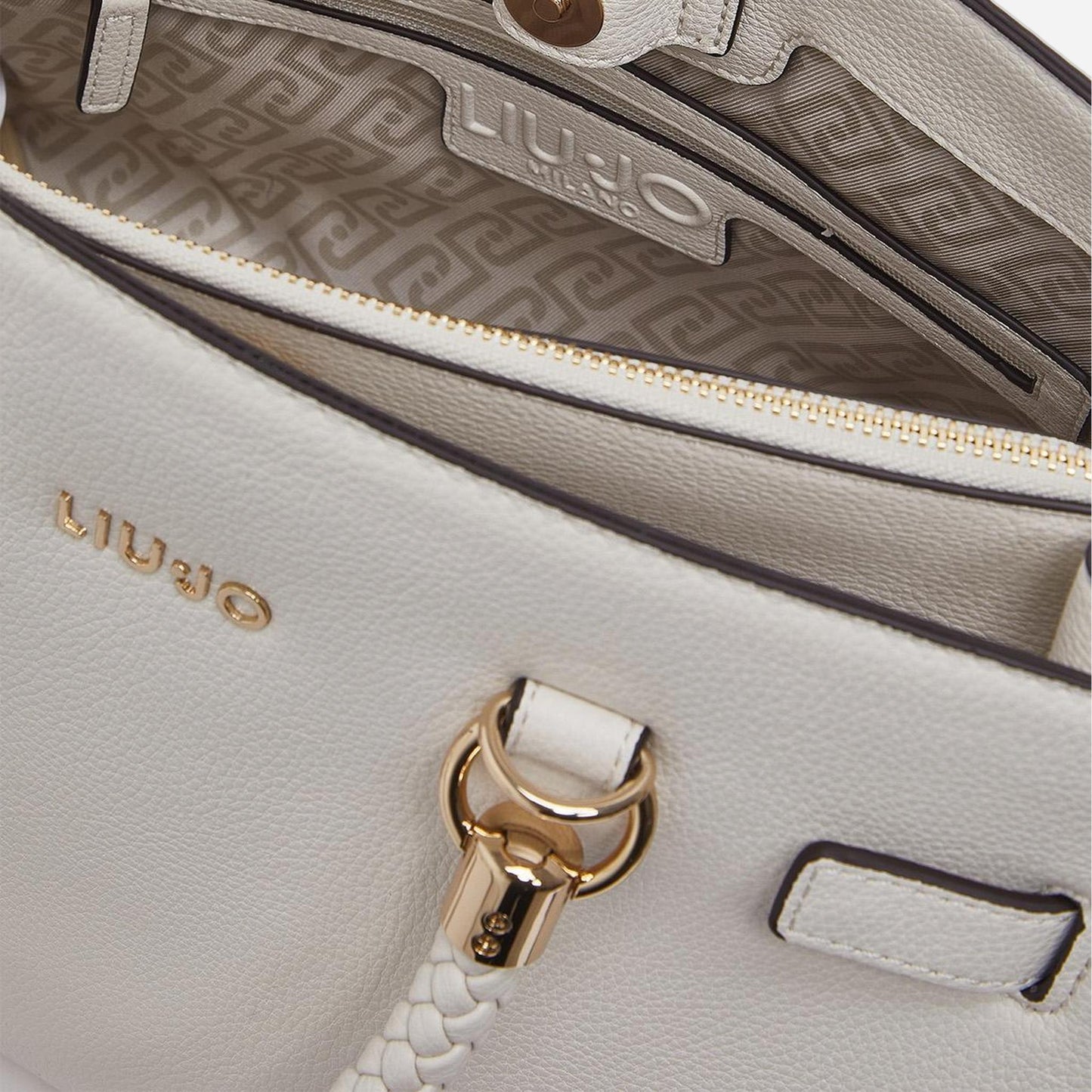 LIU JO Borsa satchel media con charms CREAM 