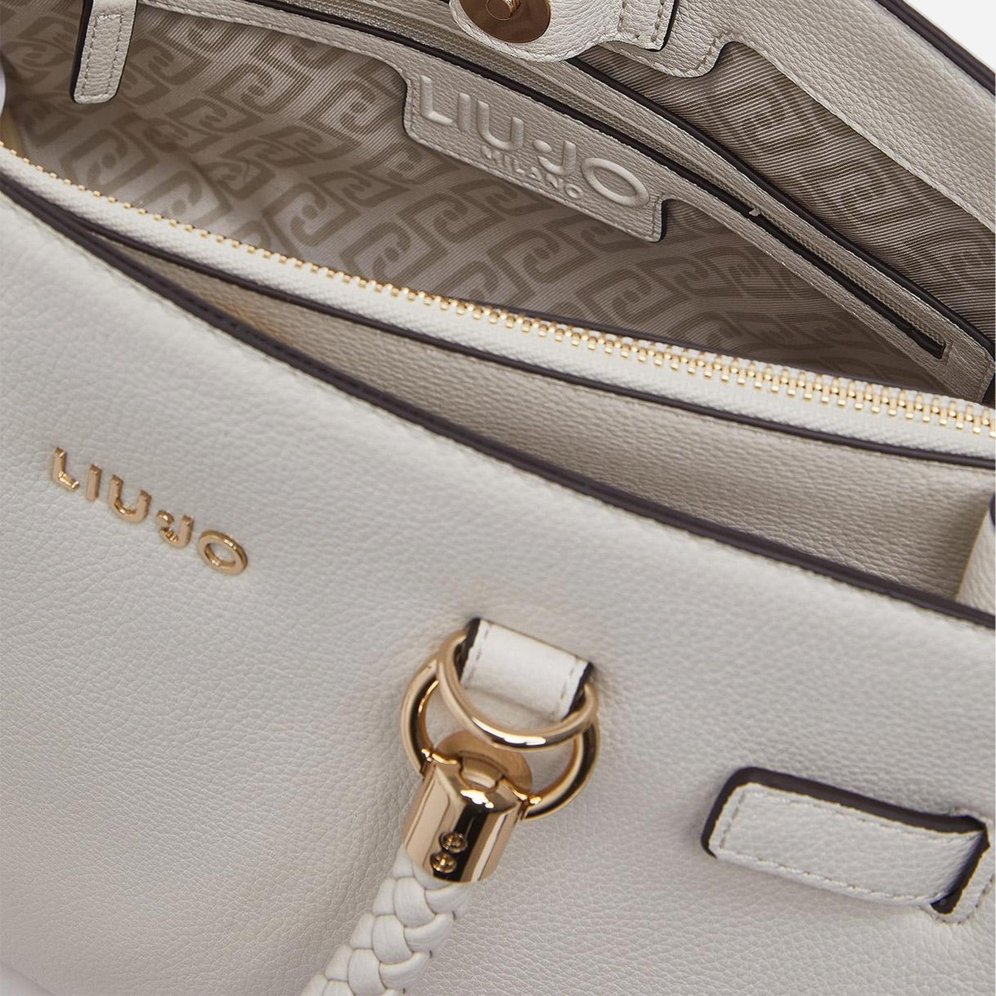 LIU JO Borsa satchel media con charms CREAM 