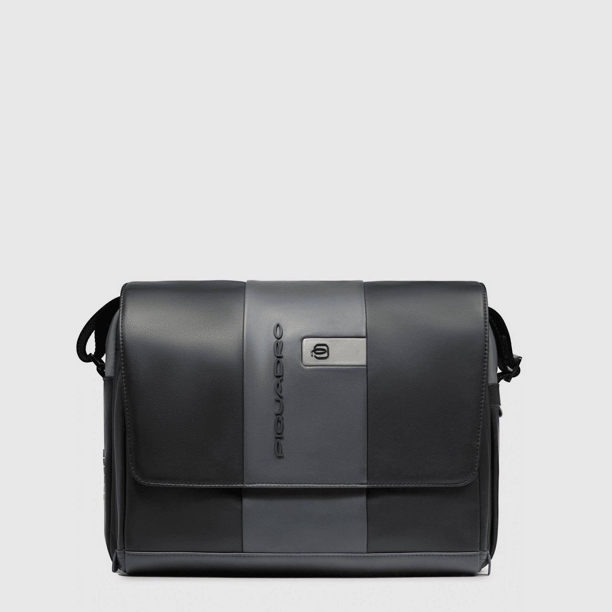 PIQUADRO Borsa messenger uomo in pelle porta pc Nero/grigio 